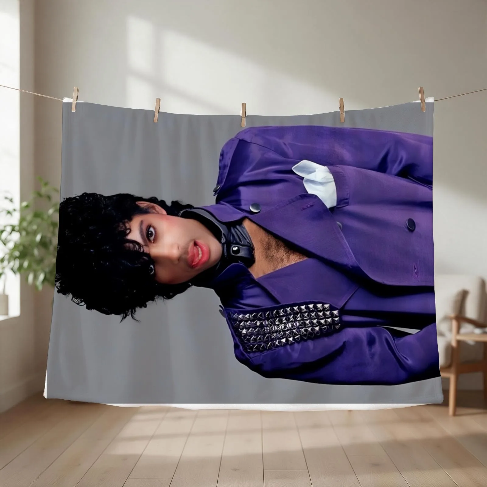 The Kid in a pruple trench coat Throw Blanket couch cozy soft plush fuzzy picnic outdoor blanket