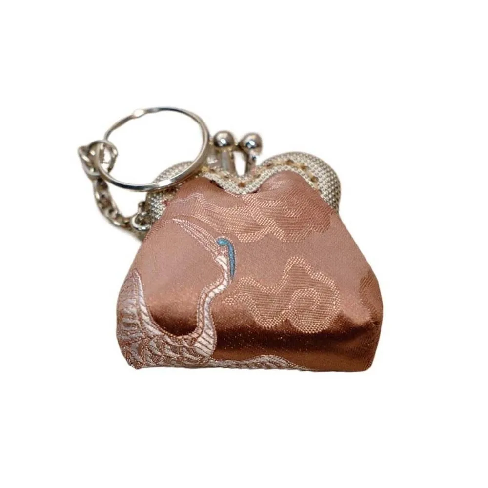 Creative Embroidered Brocade Coin Purse Anti-lost Small Pocket Cotton Mini Pouch Portable Chinese Style Key Ring Packet Ring