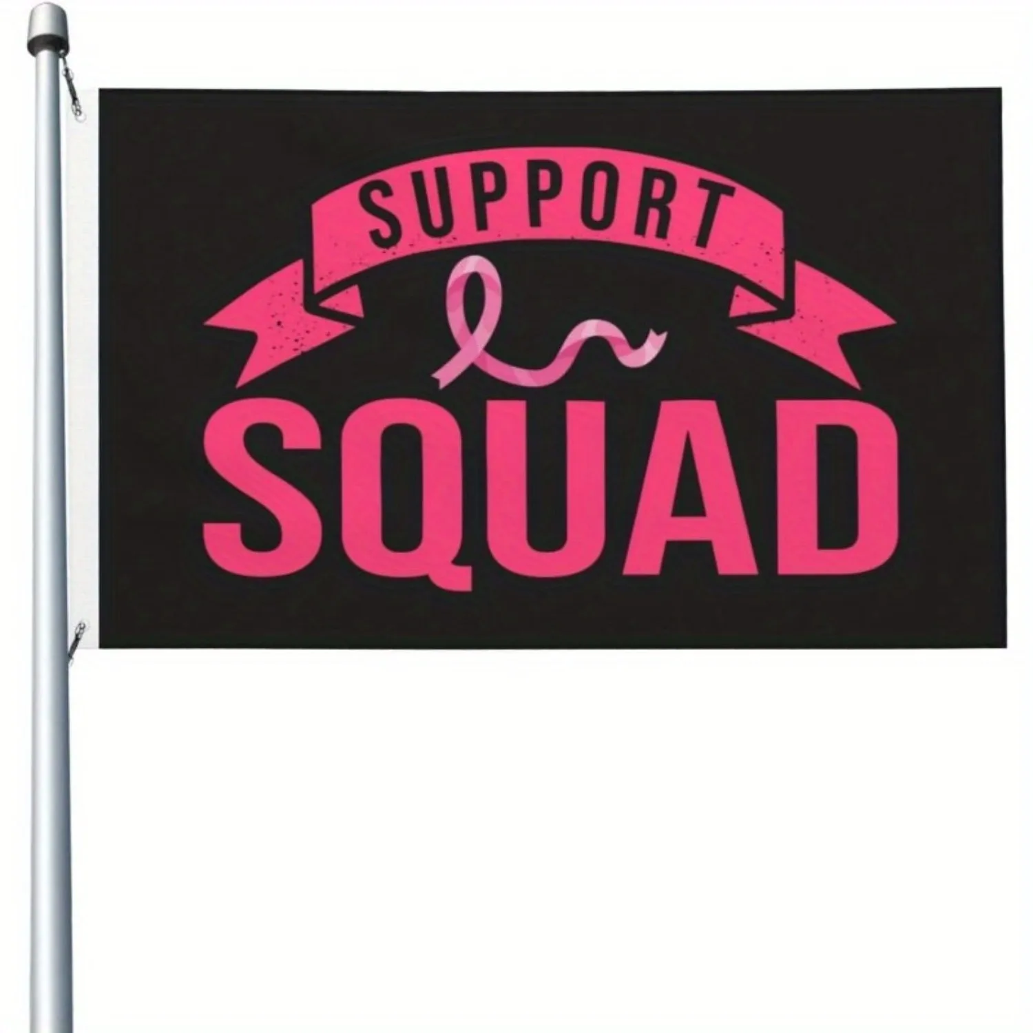 1PC1pcs Support Squad Breast Cancer Awareness 3x5 Outdoor Flag Banner with Grommets - Durable Fabric, Pink Ribbon