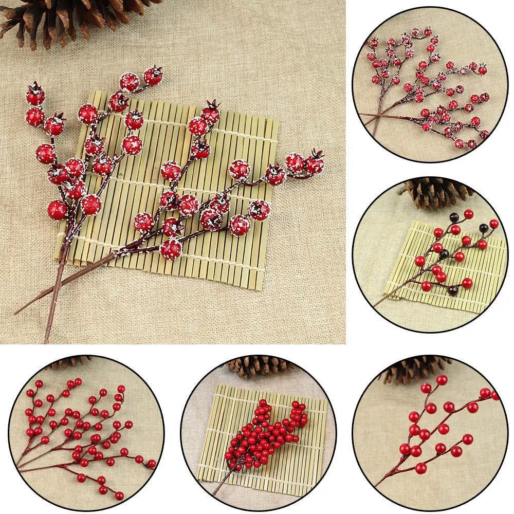 Décoration d'Arbre de Noël de 20 à 26cm, Simulation de Fruits Rouges, Grenade Rouge, Baies en Mousse, Fournitures de Décoration de Vacances