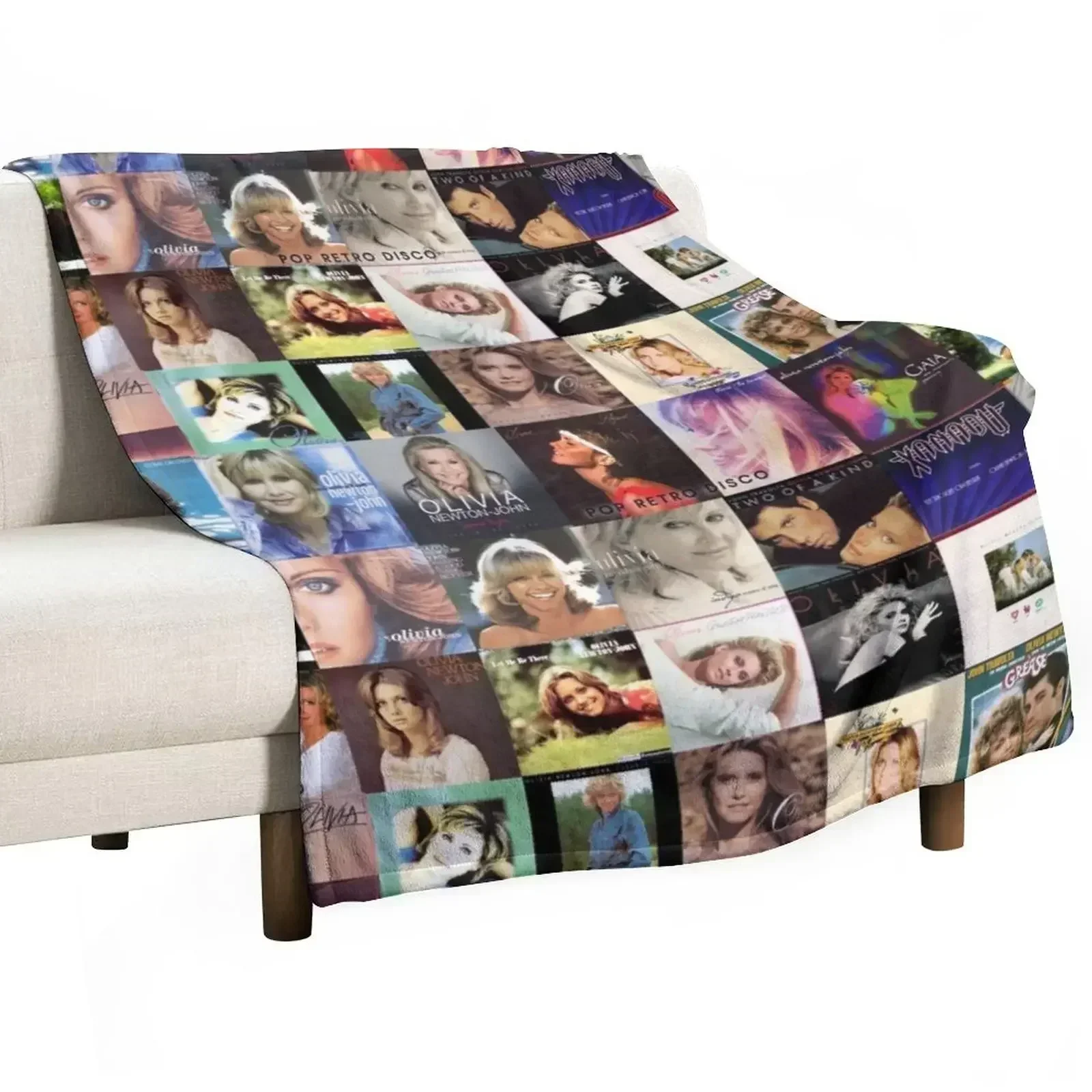 

Olivia Newton-John - Album Collage - Designed by PopRetroDisco Throw Blanket Hair Plush Blankets