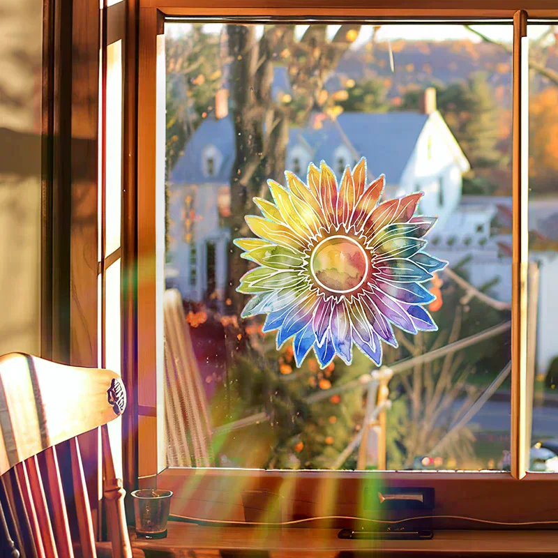 Adhesive Home Decor Sun Flower Sun Catcher Stickers Self Window Wall Decal Suncatcher Rainbow Maker Wallpaper Bedroom
