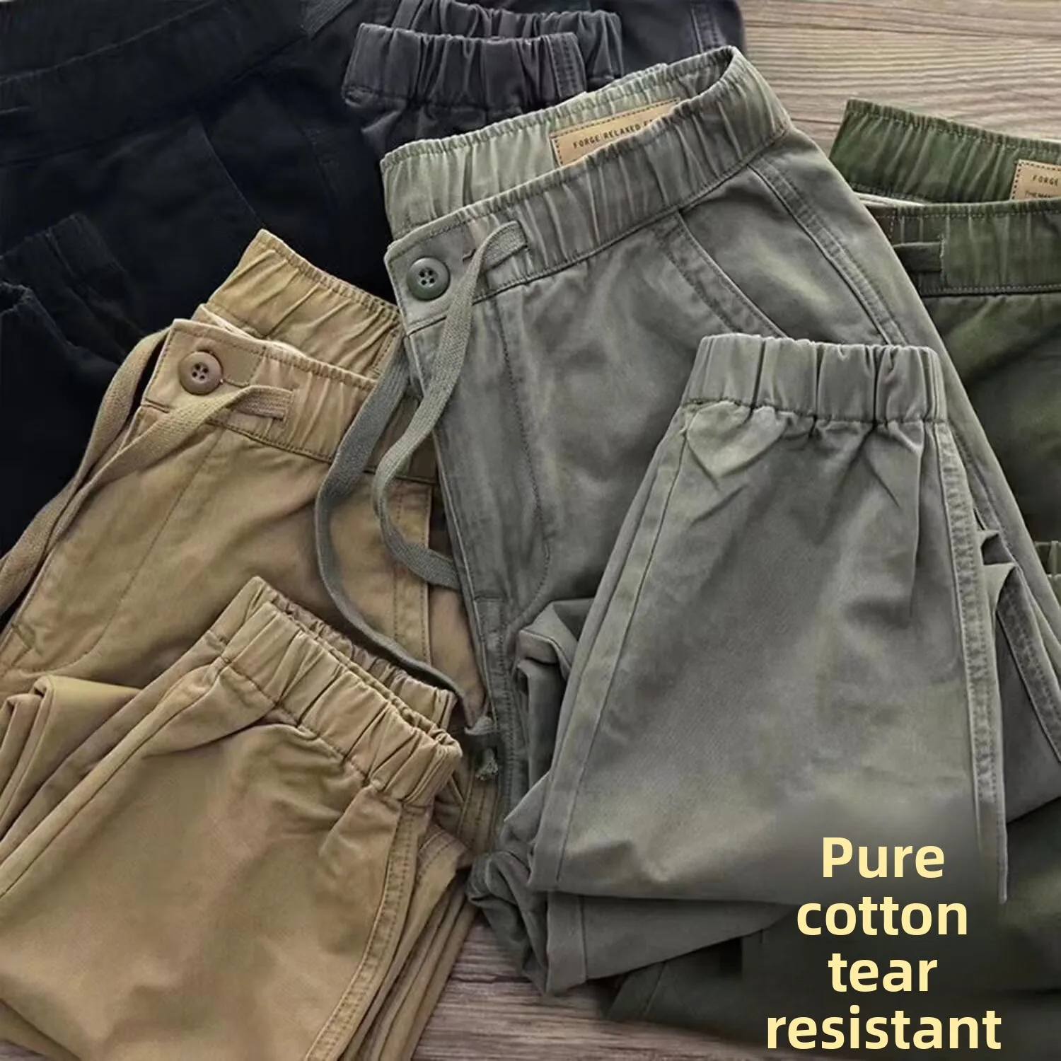 

Тяжелые хлопковые брюки-карго, мужские весенне-осенние винтажные повседневные свободные брюки, модная рабочая одежда, мягкие парусиновые брюки