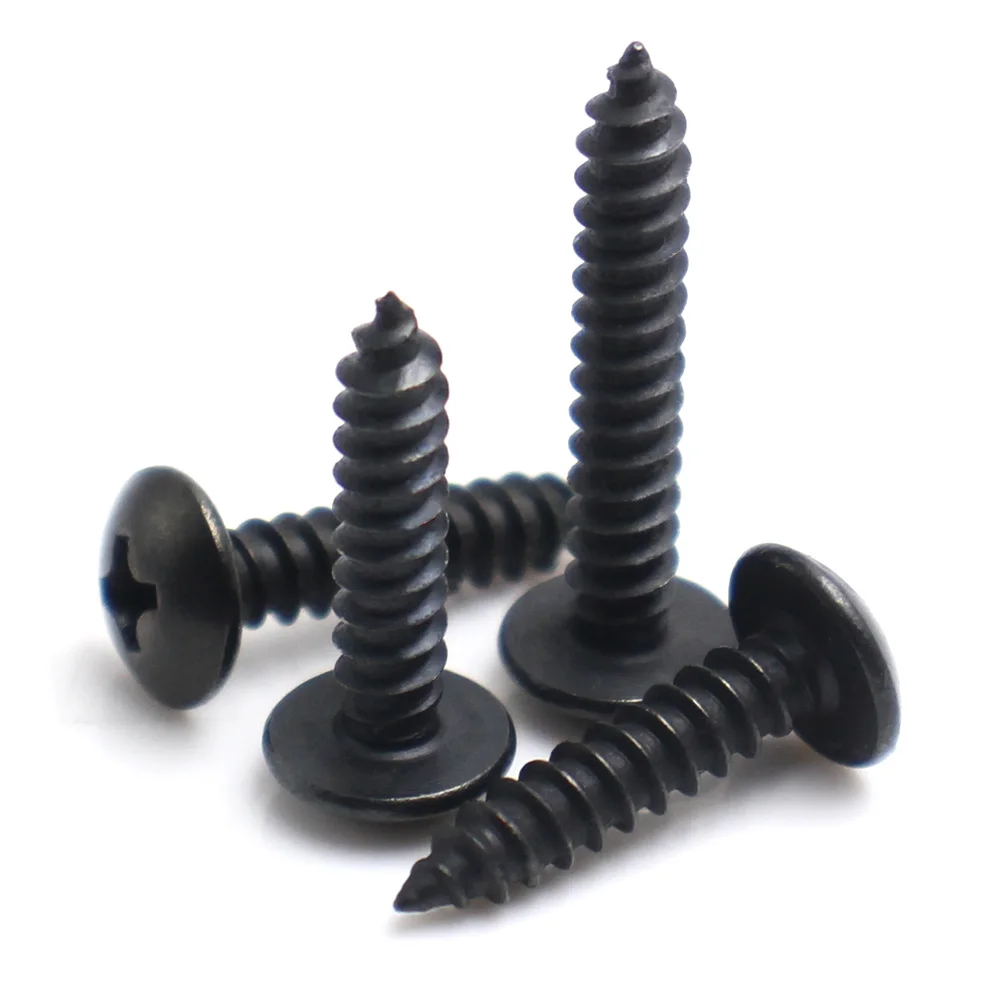 Black 304 Stainless Steel Phillips Truss Head Self Tapping Screws Large Mushroom Head Tapping Screw M3 M4 M5 M6