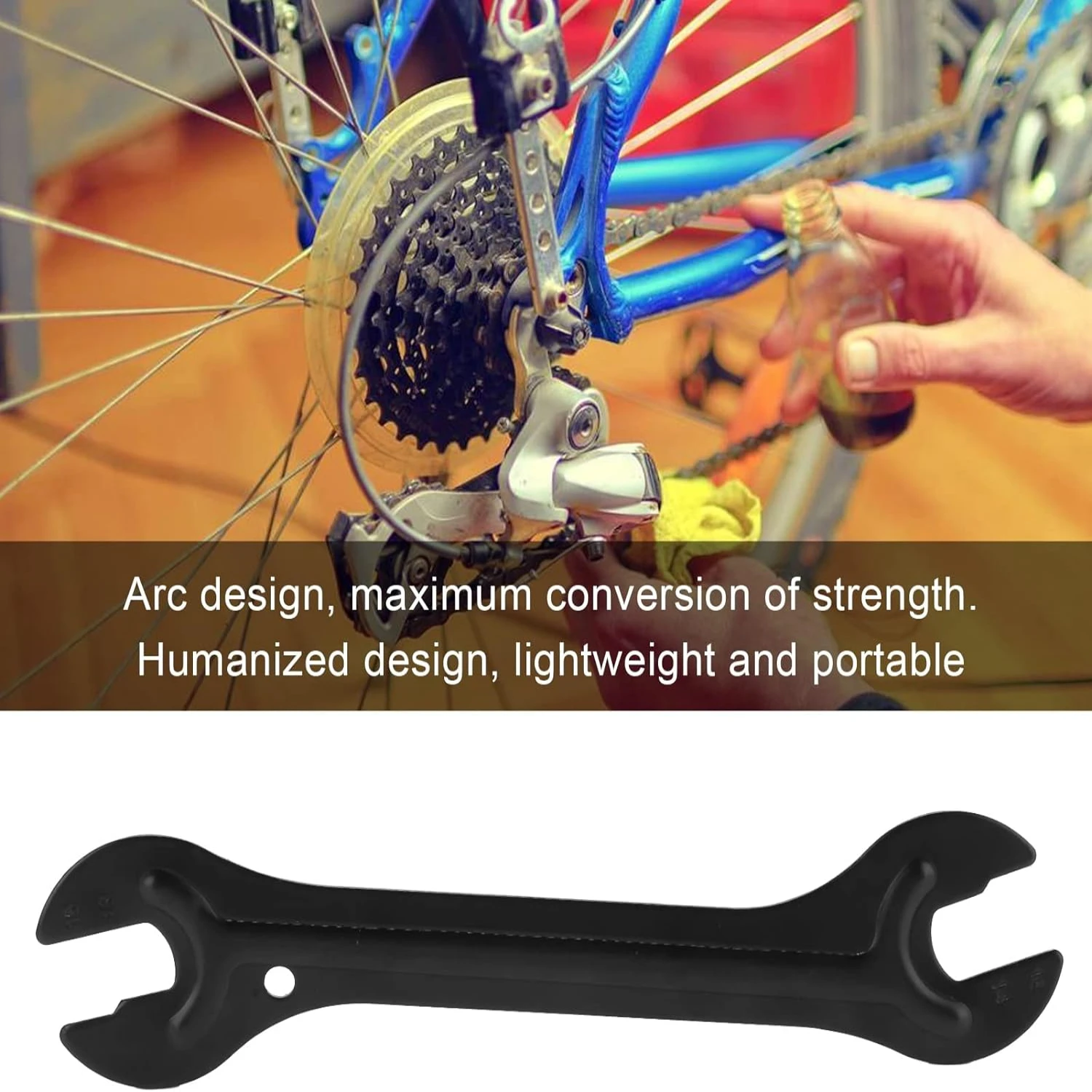 Versatile, high-quality and durable pedal spanner repair tool for bikes with efficient electrophoretic painted hub axle cone adj