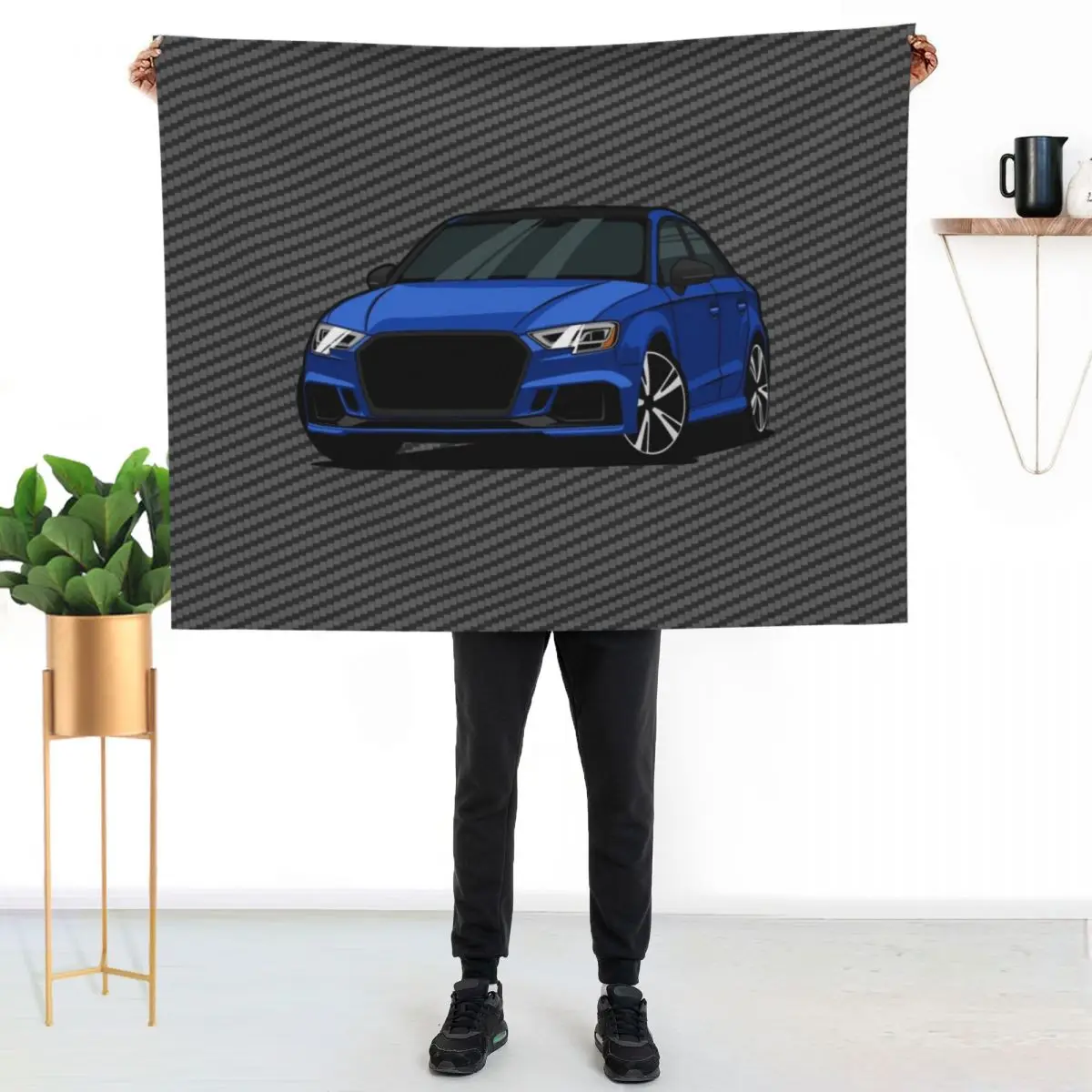 Blue RS3 with carbon fiber Throw Blanket Multi-Purpose Decoratives Summer Comforter Sofa Quilt Beautifuls Blankets