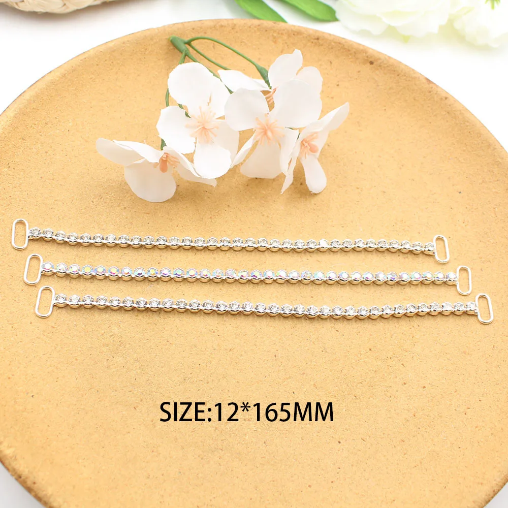 New 10 Piece Silver 12 * 165MM Single Drain Diamond Decorative Chain/bikini Connected Buckle Shoulder Strap Clothing Accessory