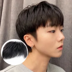 Hot-selling wig men's hair patch synthetic fiber high temperature silk hair shade white hair natural breathable patch