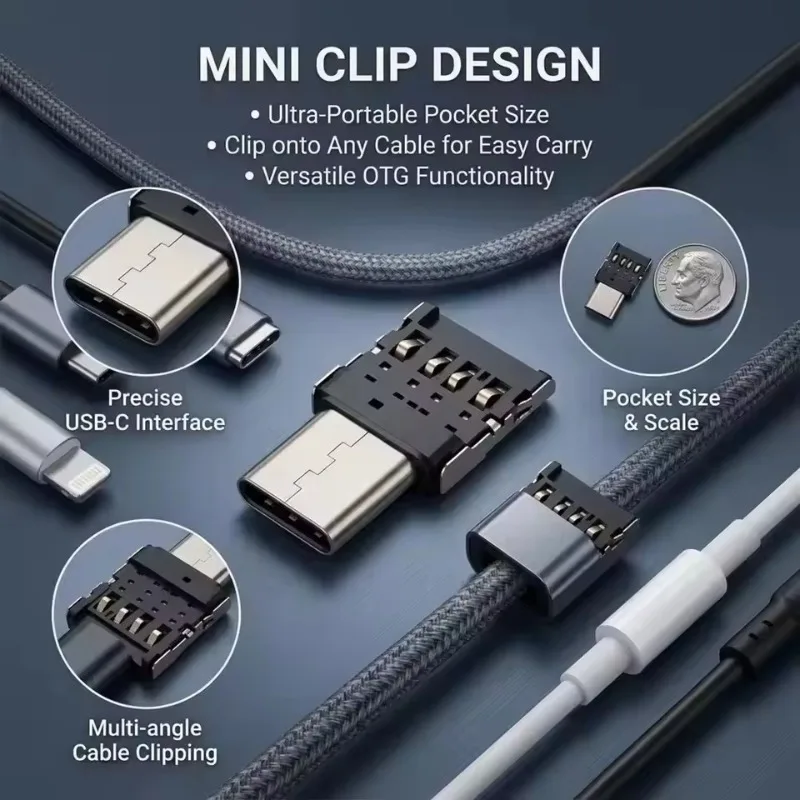 1-20Pcs OTG Micro USB Type C Adapter USB-C Male to USB 2.0 Female Data Connector for Macbook Samsung Xiaomi Huawei Android Phone