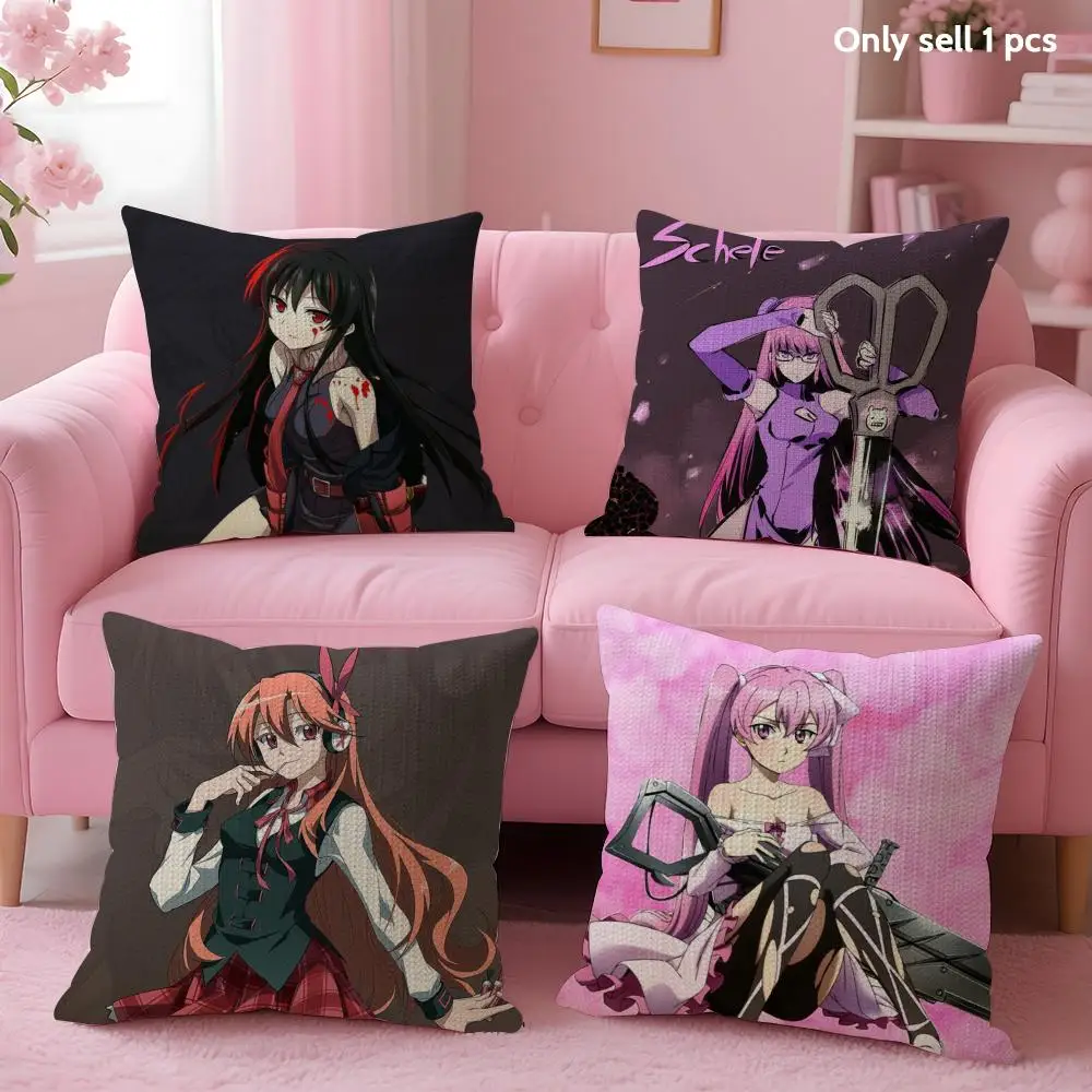 A-Akame Ga K-Kill Cushion Cover Summer Coolness Linen Fabric Double-Sided Printing Pillow Case Sofa Home Decor Gift