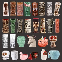 Hawaii Ceramic Tiki Mug Creative Cocktail Cup Easter Island Tiki Mugs Halloween Gift for Bar Tool