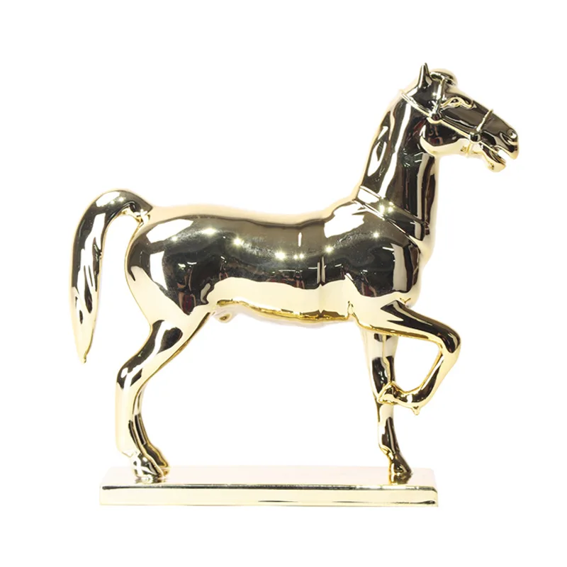 

PYJ Декоративная фигурка пони из смолы с золотым гальваническим покрытием, серия «Год Лошади», в стиле легкой роскоши, простая, мягкая, декоративная.