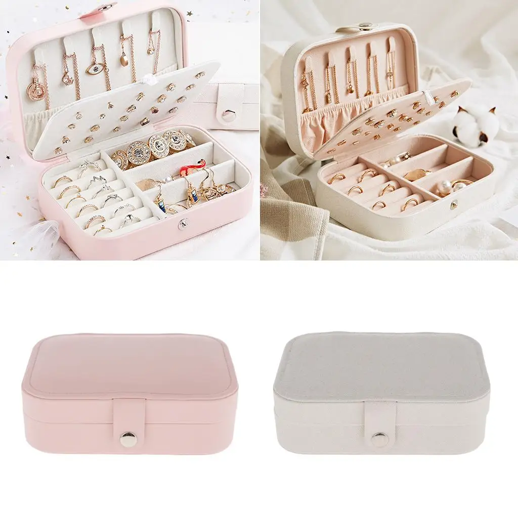 Portable PU Leather Jewelry Box, Storage Case, Organizer para mulheres e meninas