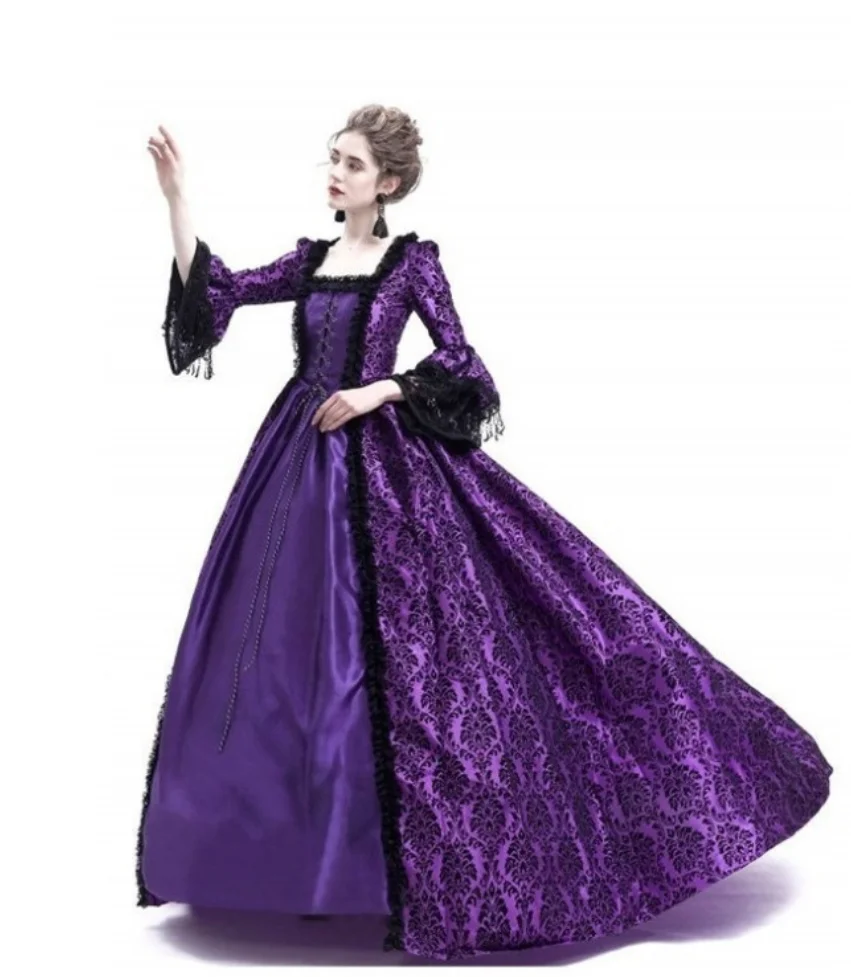 High-End-Palast kleid mit Spitzen-Patchwork-Rock, Retro-Mittelalter-Renaissance-Kleid