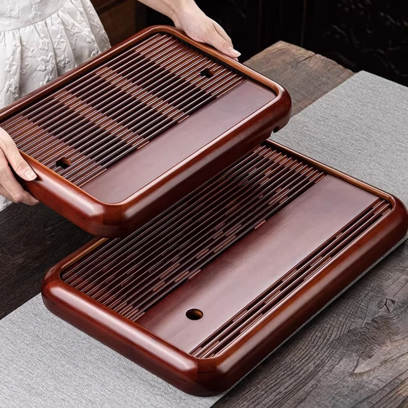 Luxury Vintage Tea Tray Bamboo Rectangular Serving Tea Tray Shapes Drainage Small bandeija imperial antiga Rectangular Tray