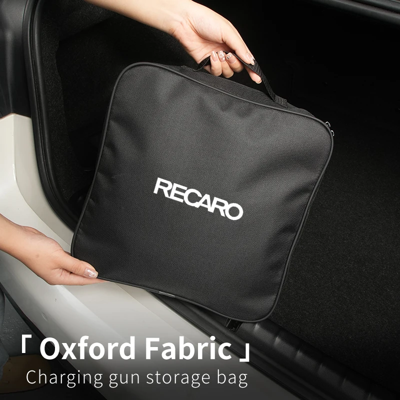 For RECARO Racing Car Charge Cable Storage Box Charging Gun Organiser Auto Tools Organizer Interior Accessorie Trunk Storage Bag