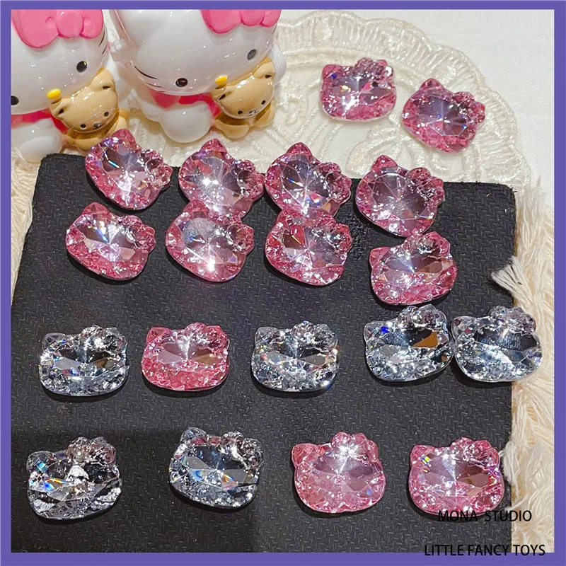 

Sanrioed Hello Kitty Anime Kawaii Rhinestone Bow Multi-Cut Flour White Crystal Model Accessories Diy Material Accessories