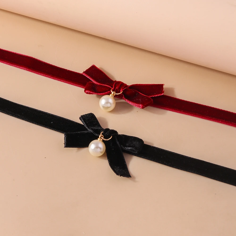Modische Samtkette für Damen, koreanischer Stil, Schleifen-Choker, Mädchen-Party- und Festivalschmuck, Dekoration – Detail 2