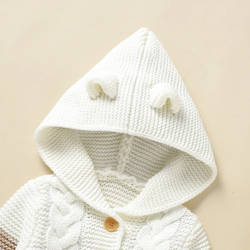 Baby Rompers Knit Winter Long Sleeve Infant Unisex Overalls Toddler Clothes Newborn Boys Girls Jumpsuits Playsuits Autumn Hooded