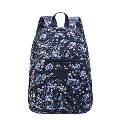 Purple Grey Black Blue Nylon Flower Pattern Fashion Casual A4 Girl Boy Women Men School Backpack Lightweight Travel Bag M1318