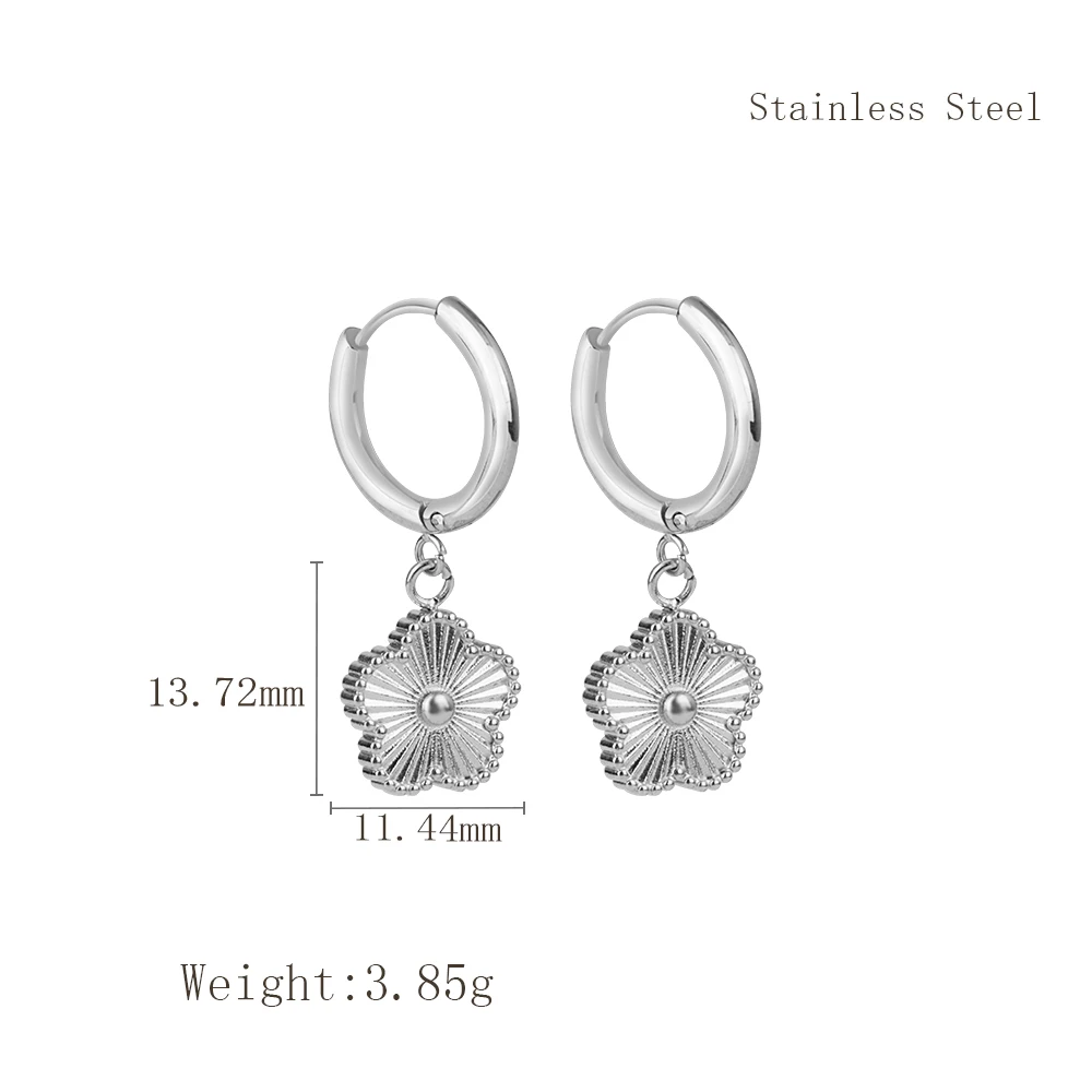 Europe And America Minimalist Fashion Five Leaf Clover Flower Stainless Steel Stud Earrings Jewelry Wedding Gift For Women