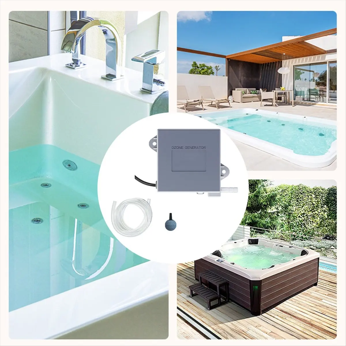 مولد مزود بأحجار هوائية للغرق البارد 300 ملغ/ساعة مولد أوزون مائي عالي الكفاءة مع أحجار هوائية بمقبس الاتحاد الأوروبي