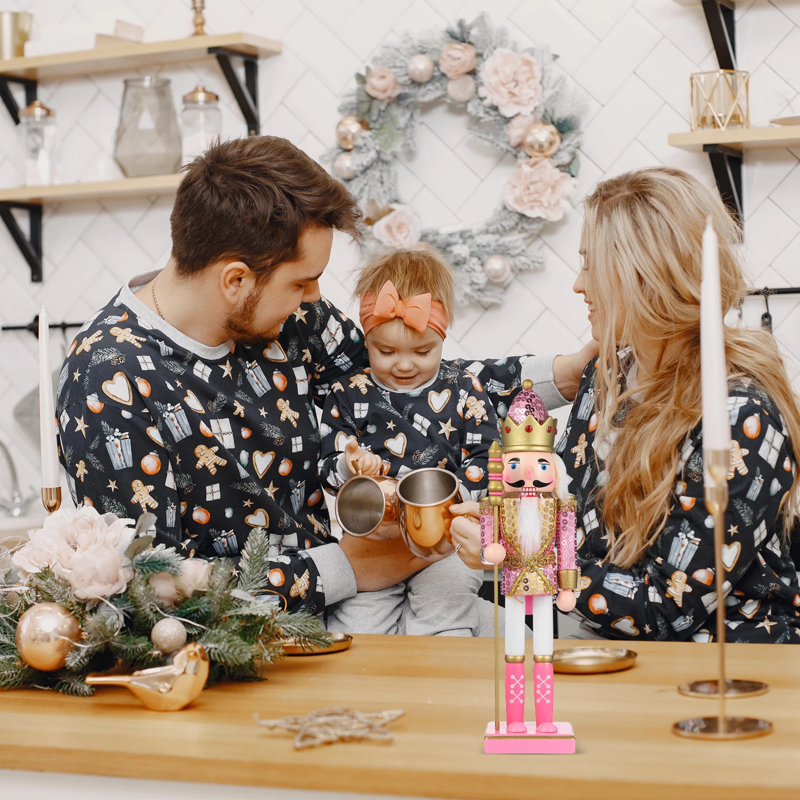 

Traditional Wooden Nutcracker Craft Festive Christmas Decoration Indoor Scene Layout Ideal Height Standing Figure for Shelf