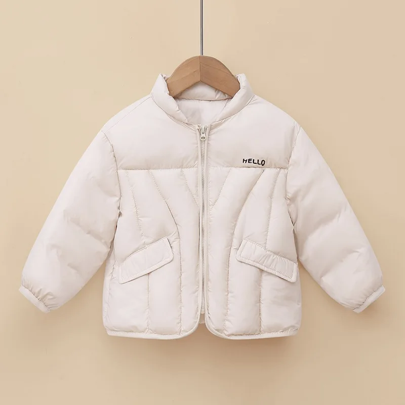 123  Girls Jacket 2026 Autumn Winter New Solid Color Cartoon Print Thick Warm Baseball Coat For Boys Cotton Down Outerwear 2-6 Y