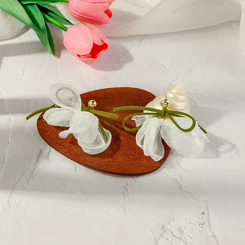 الأقراط الرائعة والطازجة الإناث المتخصصة تصميم الملحقات الصيف الحلو الشيفون زهرة الأذن كليب نمط جديد الأقراط الأنيقة #6