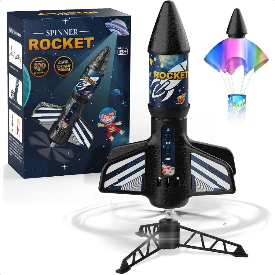 

Rocket Launcher for Self Launching Motorized Air Rocket Toy Outdoor Toys for Ages 812 Model Rockets with Parachute Safely Land
