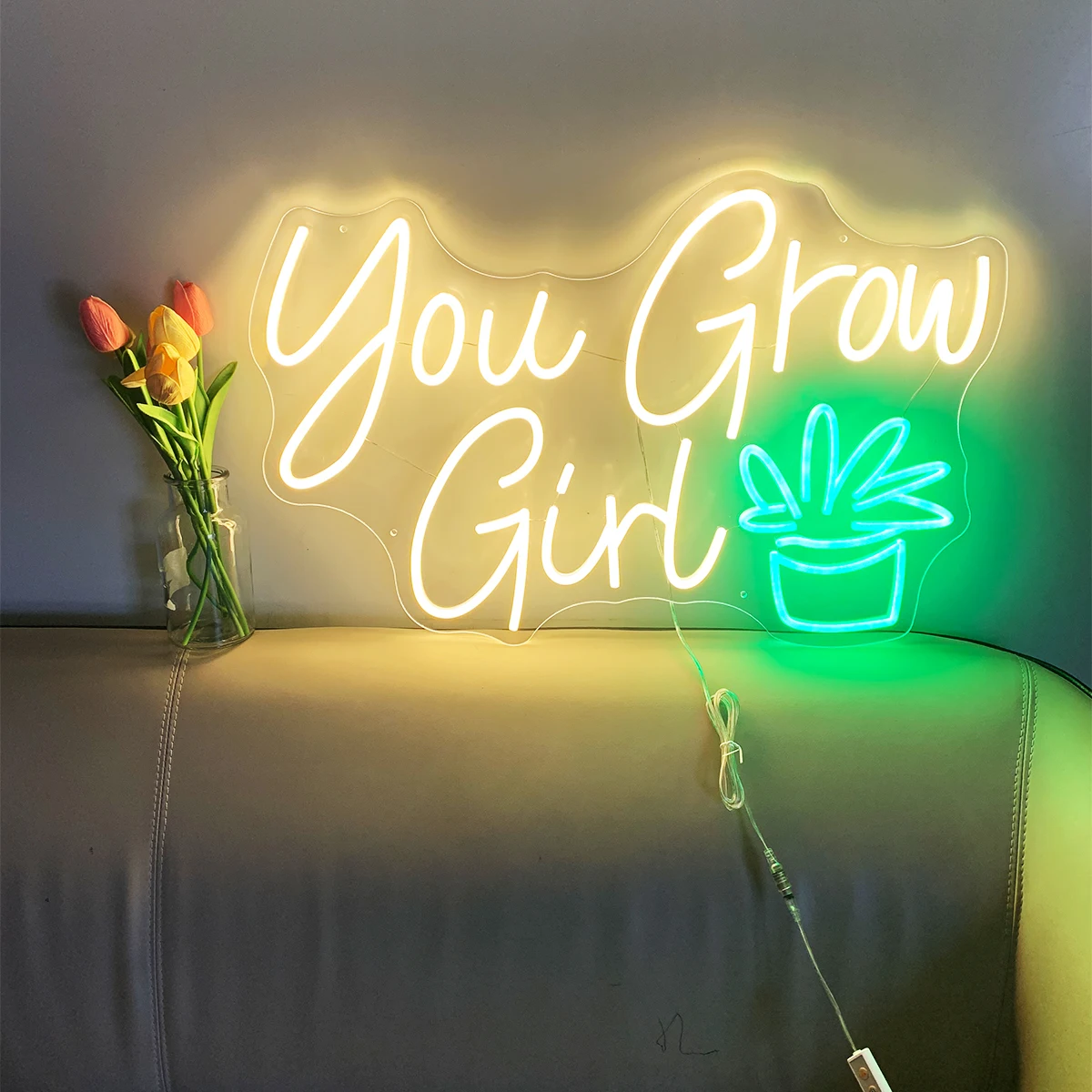 Luzes de néon personalizadas para meninas, versão Grow Grass, sinal artístico, dando crianças e bênçãos, presente adulto