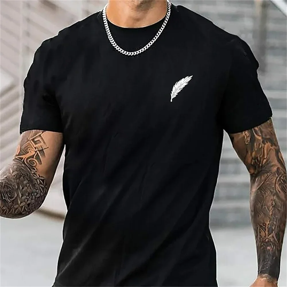 جديد أسلوب بسيط مطبوعة الصيف الرجال الجولة الرقبة تي شيرت عادية كم قصير كنزة بمقاس كبير موضة الشارع الشهير الرجال الملابس