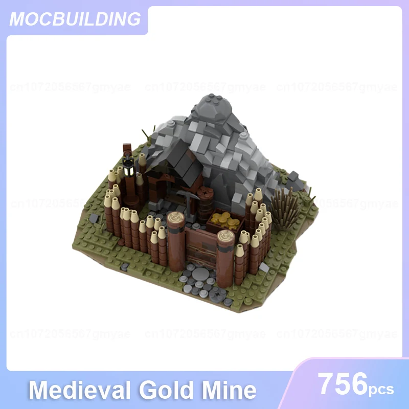 Miniera d'oro medievale modello MOC Building Blocks fai da te assemblare mattoni castello architettura serie giocattoli educativi di natale regali 756 pezzi