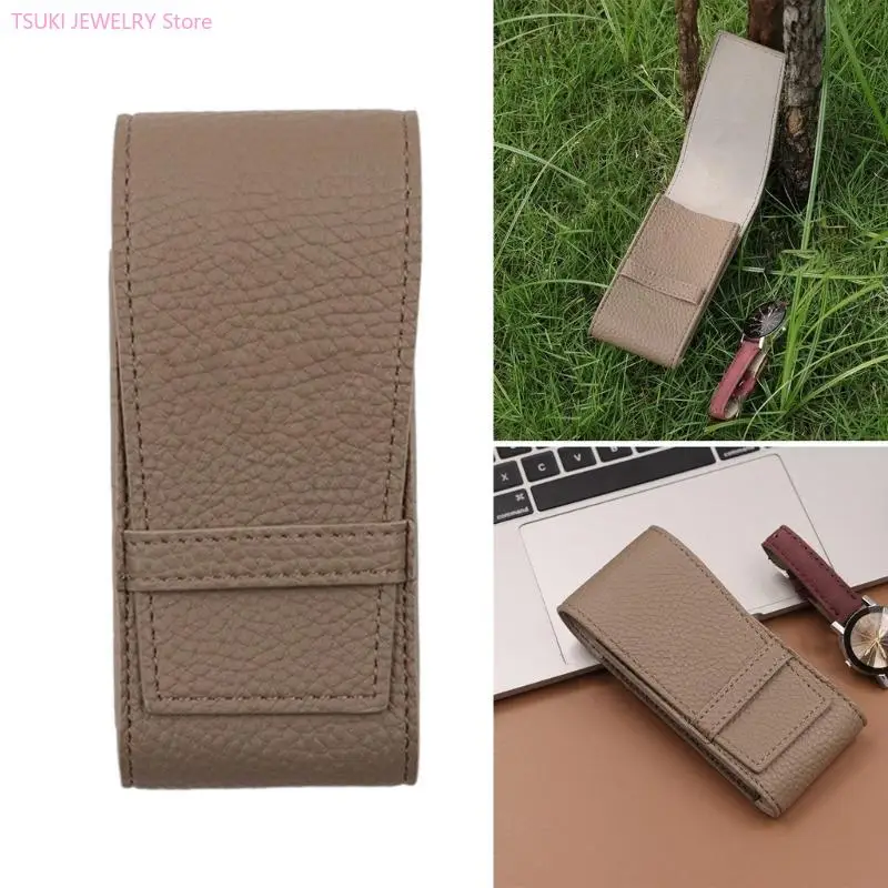 

62KE Protective PU Leather Watch Sleeve for Travel Stylish Wristwatch Storage Case