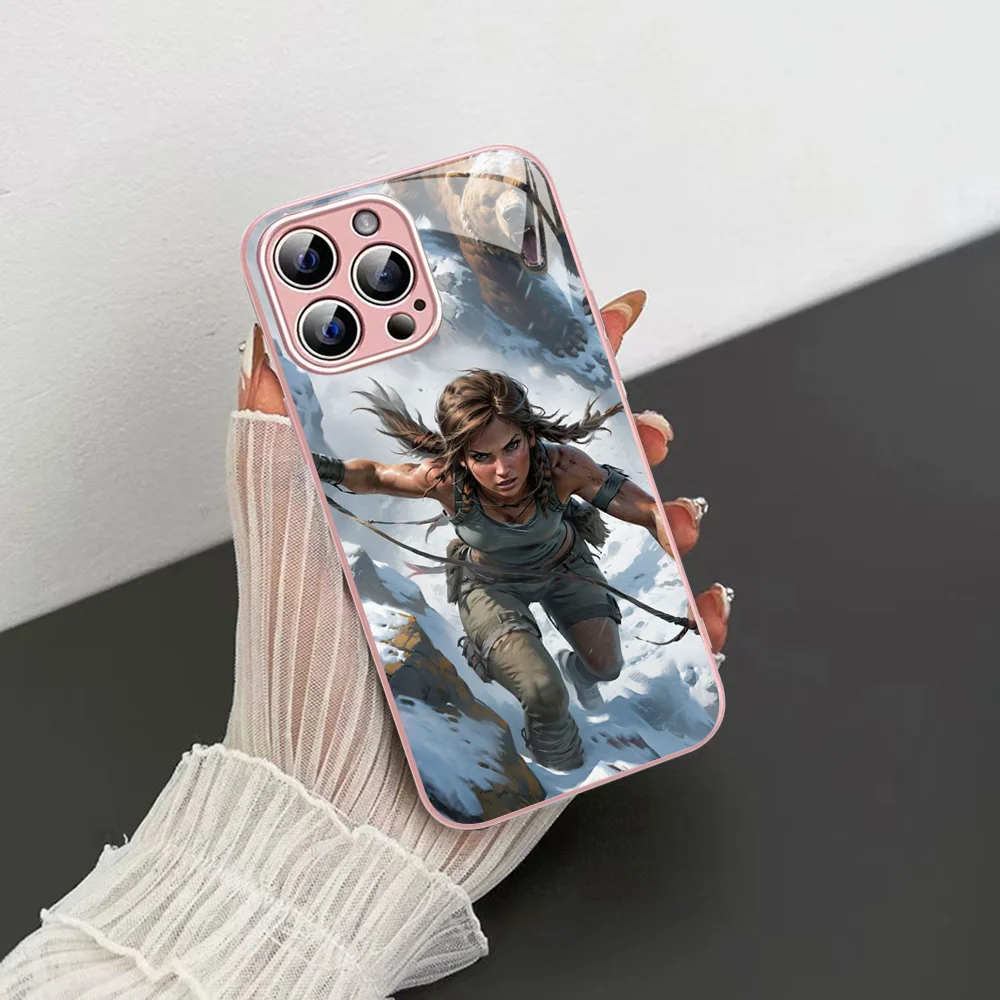 Videospiel Tomb Raider Handyhülle aus gehärtetem Glas für iPhone 14 13 12 11 Pro Mini XS MAX 14 Plus X XS XR Fundas