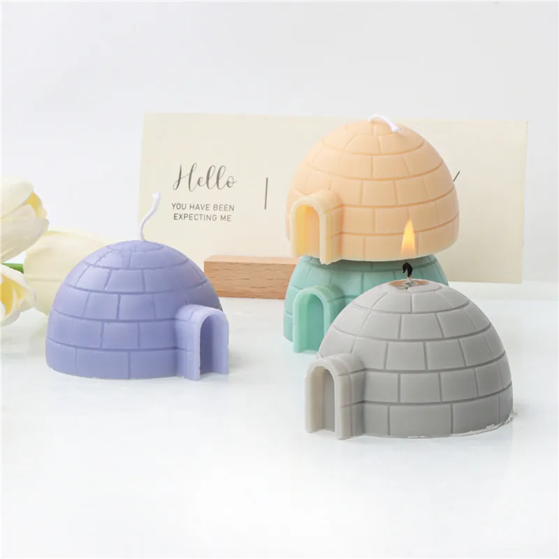 3D Igloo House Silicone Candle Mold Handmade Soap Resin Mould DIY Candle Making Plaster Cake Baking Molds Home Decor Craft Gifts