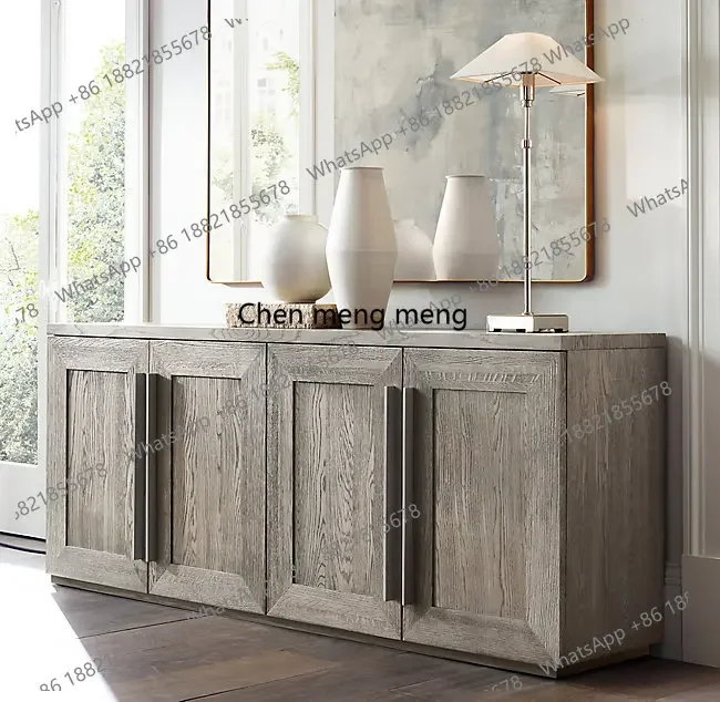 

French Retro Furniture Decorative Oak Solid Wood Entryway Cabinet Modern Simple Sideboard