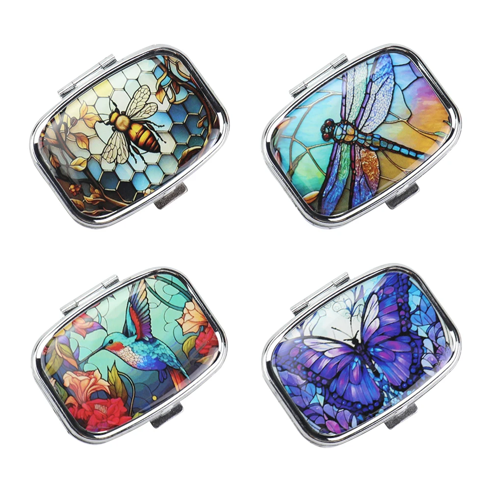 Travel Small Pill Box & 2 Compartment Medicine Pill Case Metal Pill Organizer To Hold Vitamins Fish Oil Supplements Meds Tablet