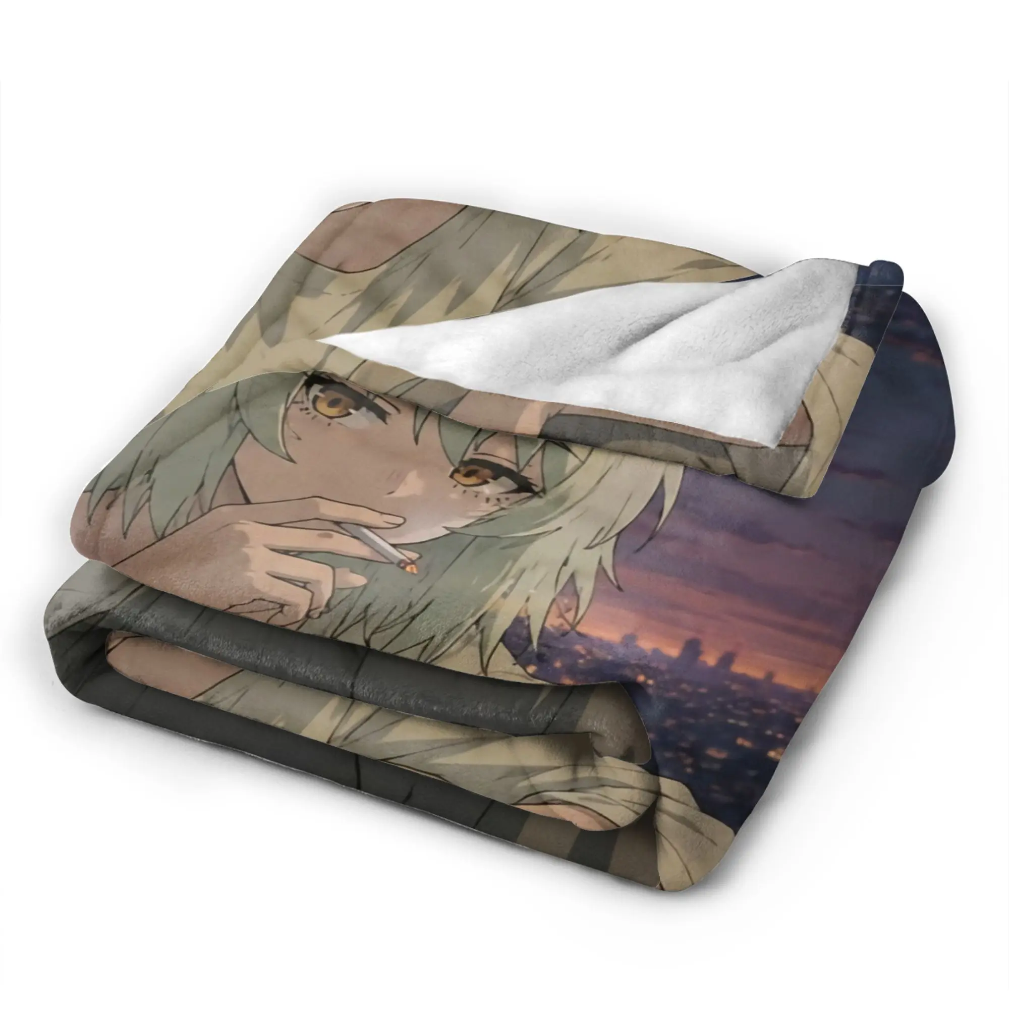 C-Chainsmoker Cats Soft Blankets  Graphic Travel Car Throw Blanket Home Decor Flannel Bedspread Sofa Bed Cover