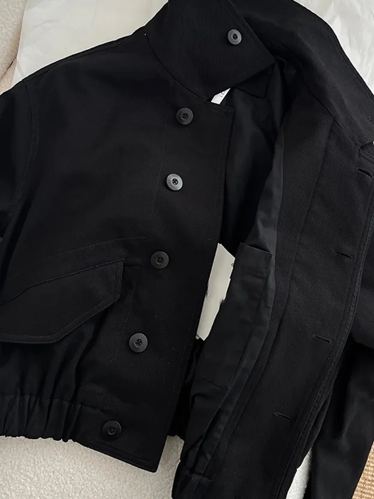 عارضة Sle المرأة ort Jaet الوقوف طوق السائق الملابس فضفاضة تناسب معطف جلد عارضة تنوعا فام Faion #5