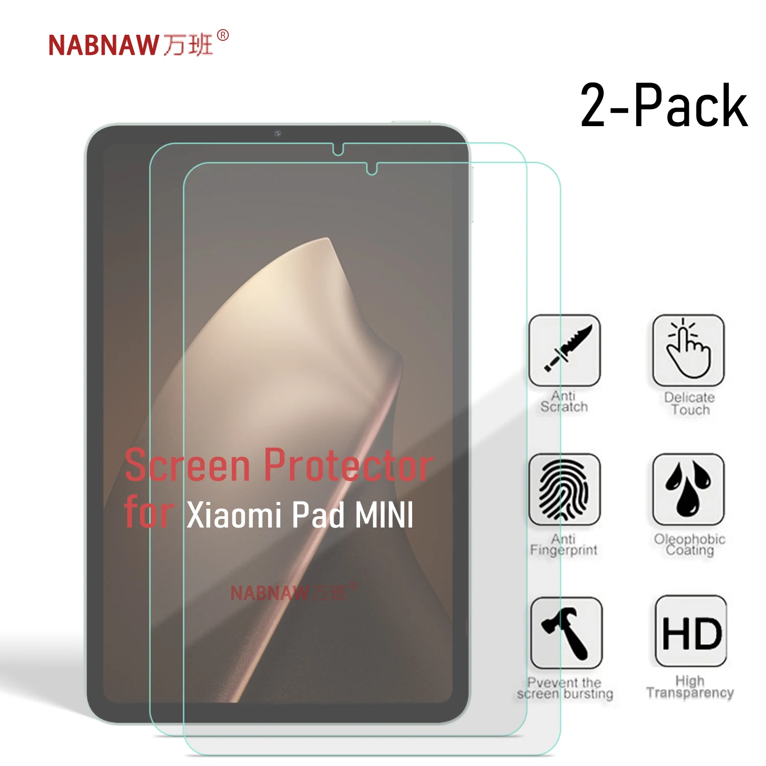 2 Pieces Full HD Tempered Glass Film Screen Protector For Xiaomi Pad Mini 8.7-inch 2025 9H Scratch Proof Cover