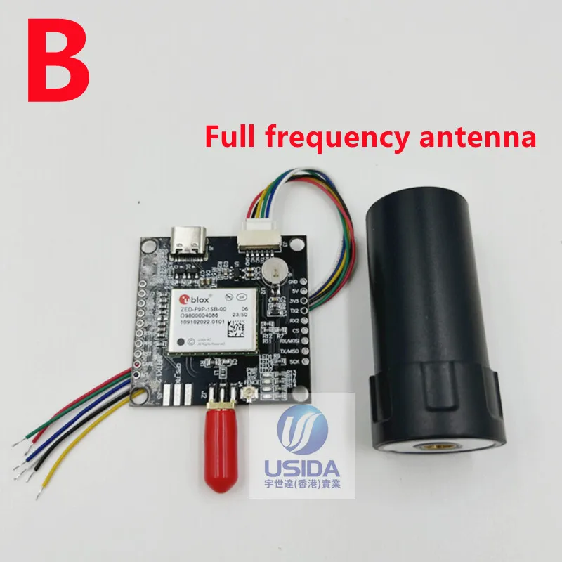 1PCS ZED-F9P-15B  L1 L5   F9P RTK High precision positioning board UBLOX  Carries a full frequency spiral antenna