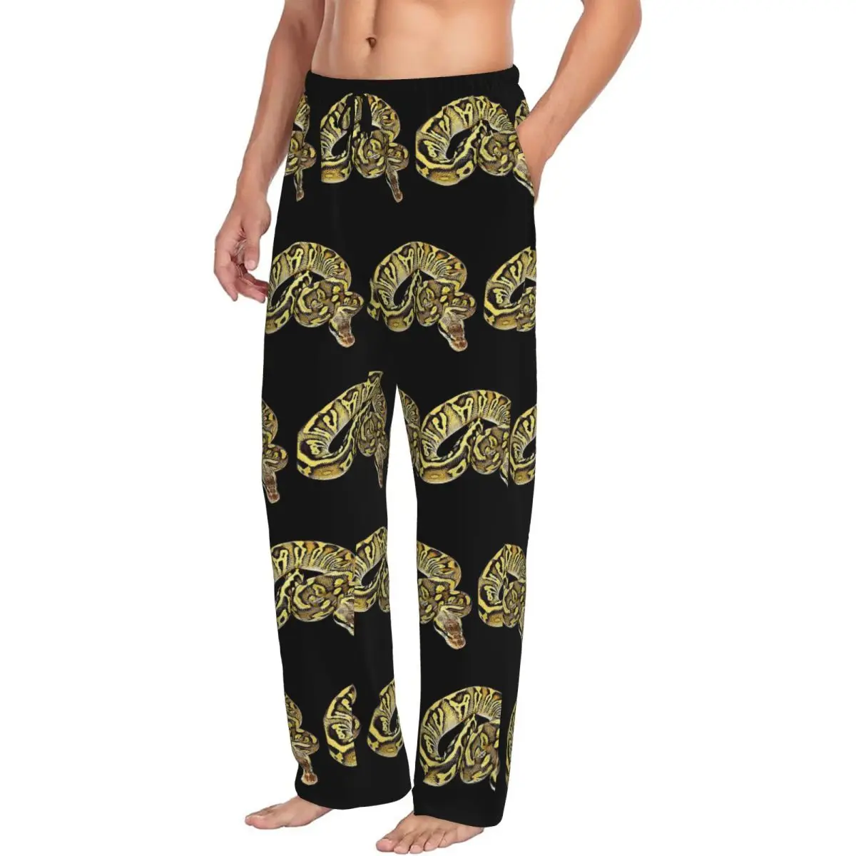Custom Ball Python Pastel Leopard Men Pajama Pants Lounge Sleep Sleepwear Bottoms with Pockets