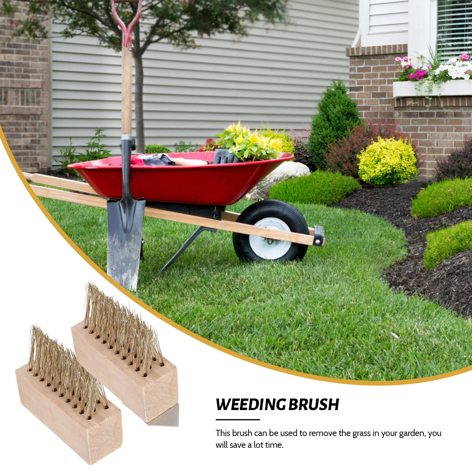 

2pcs Steel Wire Weeding Brush Long Handle Moss Remover Gardening Tool Yard Cleaning Accessory Grass Removal Brush For Garden