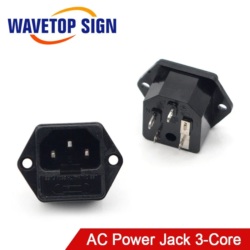 SignkoRay 4 ชิ้น/ล็อต AC-03 3Pin AC Power Jack ตัวเชื่อมต่อไฟฟ้า 10A 250V แบบตัวผู้ สำหรับเครื่องตัดและแกะสลักด้วยเลเซอร์ Co2