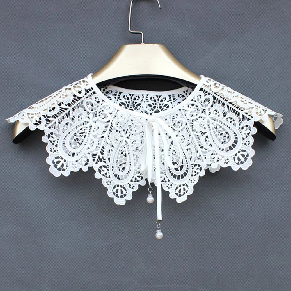 

Doll Collar Female Detachable Shirt False Collars Women Black White Fake Collar Vintage Palace Style Floral Lace Top Accessories