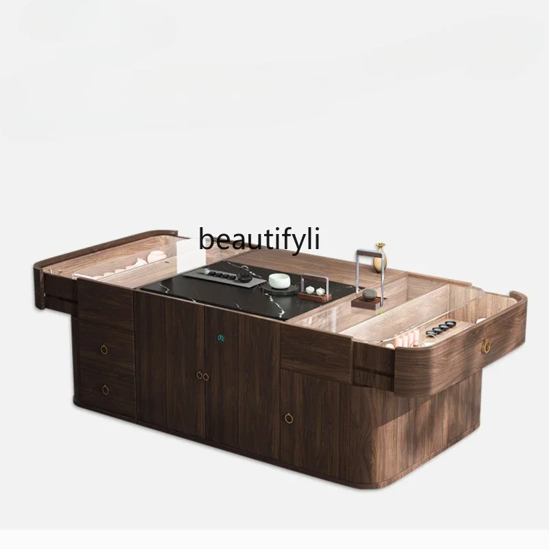 

VGlass Display Coffee Table Household Light Luxury Automatic Water Filling Multifunctional Storage with Light Tea Table