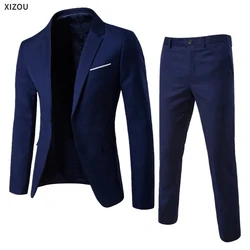 Mannen Pakken Voor Bruiloft 2 Set Elegante Blazers 3 Stuks Formele Volledige Jassen Vest Broek Jassen Klassiek Kostuum 2024