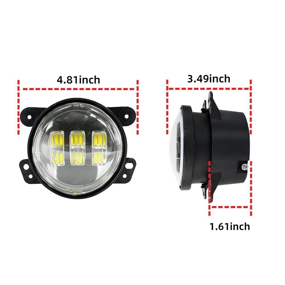 Car Mod Gadgets 4 Inch LED Fog Lamps, Durable High Illumination Fog Lights for Jeep & Dodge Multiple Models