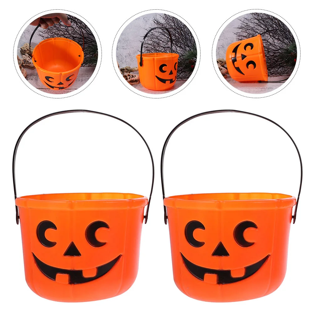 

4 Pcs Storage Barrel Pumpkin Bucket Child Candy Pail Holder Plastic Halloween Gift Buckets